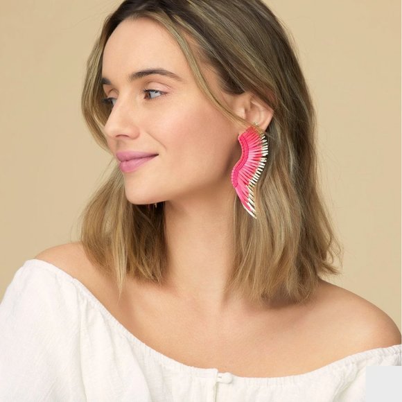 Mignonne Gavigan NY Madeline Large Wing Earrings Hot Pink NWT - Picture 2 of 8
